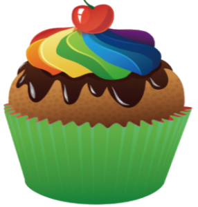 a rainbow cupcake